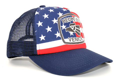 HECHO EN VENICE STARS & STRIPES TRUCKER HAT